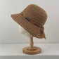 Crochet Bucket Hat Lightweight Breathable Straw Sun Hat with Woven Band