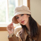 Wide Brim Bucket Hat with Side Bow Detail and Structured Crown