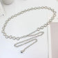 Textured Circle Link Waist Chain Belt with Adjustable Fit and Dangling Charm Accent for Layered Stylish Detail 43x0.6in