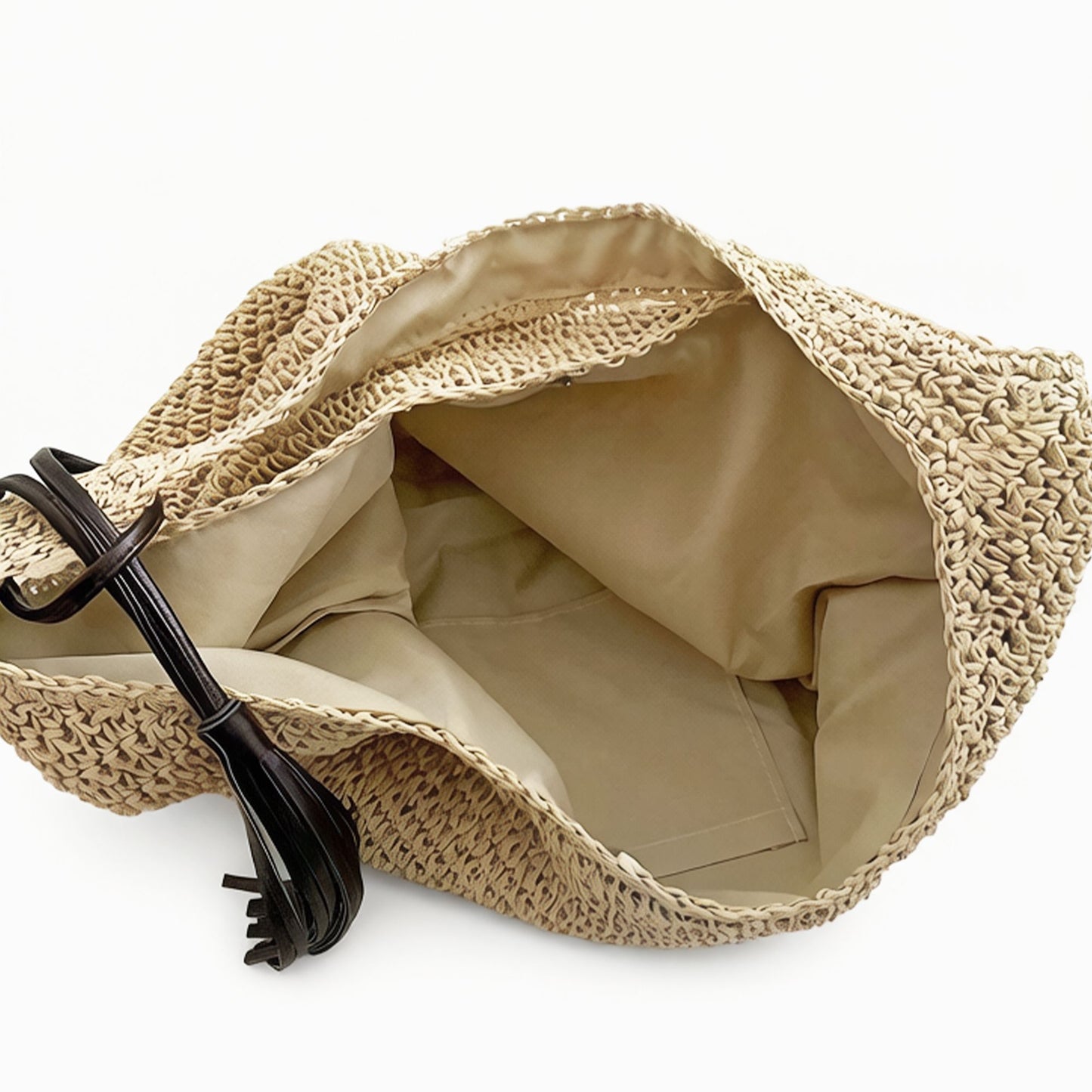 Woven Hobo Shoulder Bag with Magnetic Snap Closure and Tassel Accent