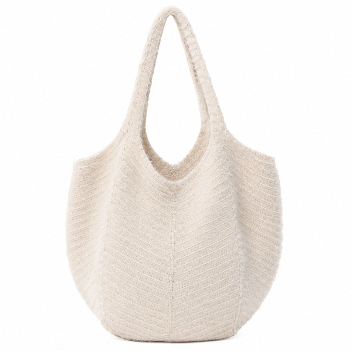 Soft Knit Hobo Tote Bag with Textured Shoulder Strap
