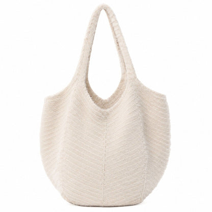 Soft Knit Hobo Tote Bag with Textured Shoulder Strap