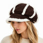 Corduroy Newsboy Cap Faux Fur Trim Baker Boy Hat Warm Casual Style