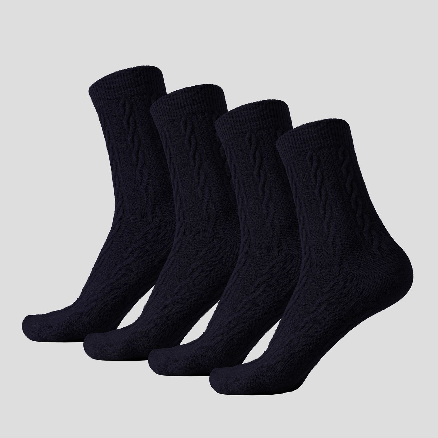 Classic Crew Socks Cable-Knit Cotton for Casual Stability and Comfort 2 Pairs