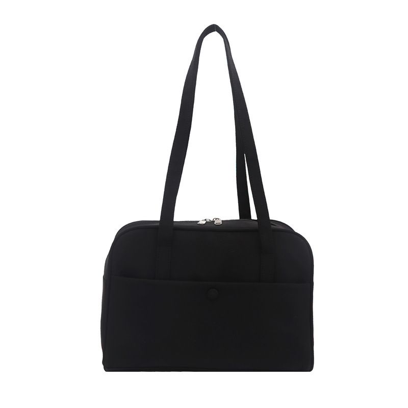 Women's Quilted Shoulder Tote Bag with Front Pocket and Zipper Closure