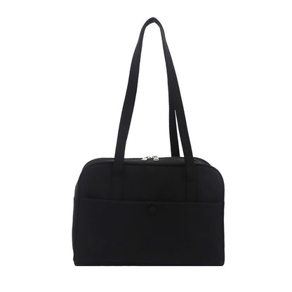 Women's Quilted Shoulder Tote Bag with Front Pocket and Zipper Closure