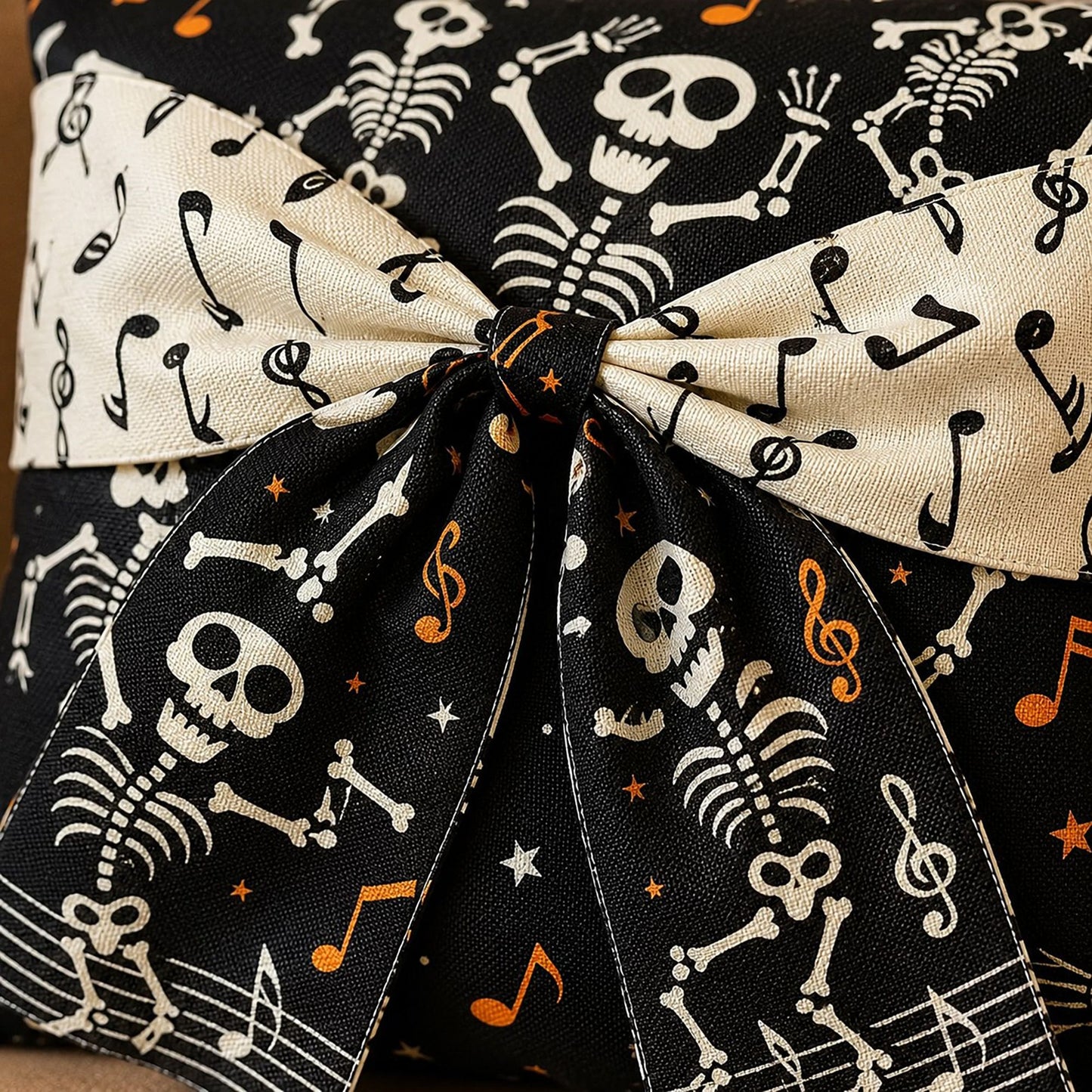 Halloween Throw Pillow Cover with Decorative Bow 18 x 18 Inch