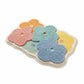 Tufted Floor Mat with Happy Text and Floral Pattern Non Slip Backing Soft Plush Decorative Scalloped Edge Indoor Rug