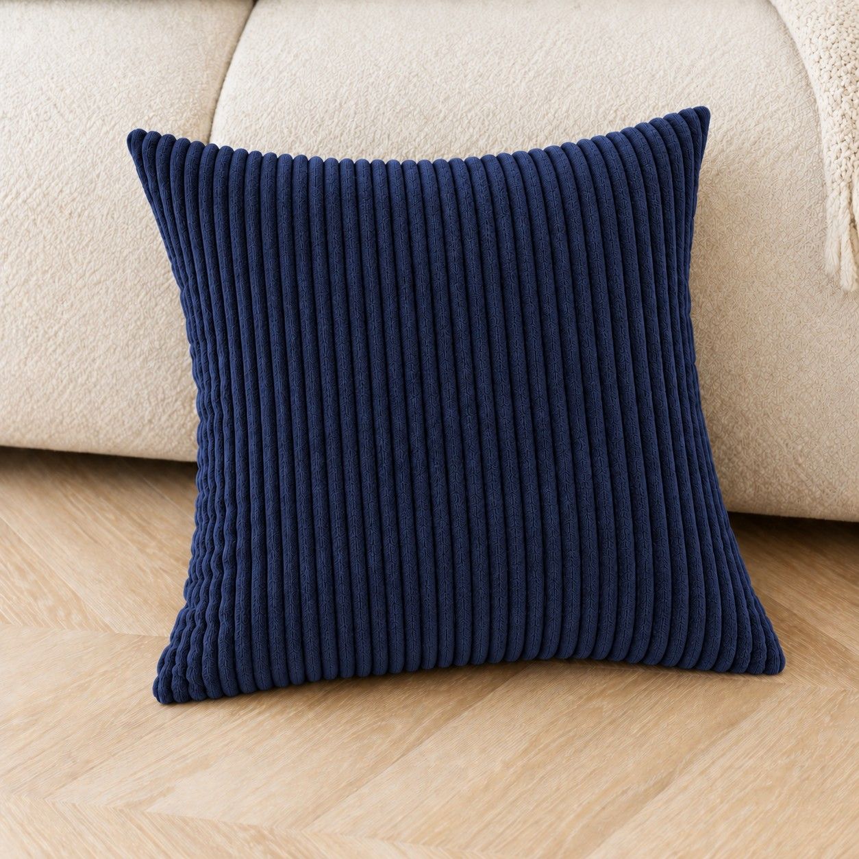 2 Pack Soft Corduroy Throw Pillow Covers 18 x 18 Inch and 12 x 20 Inch