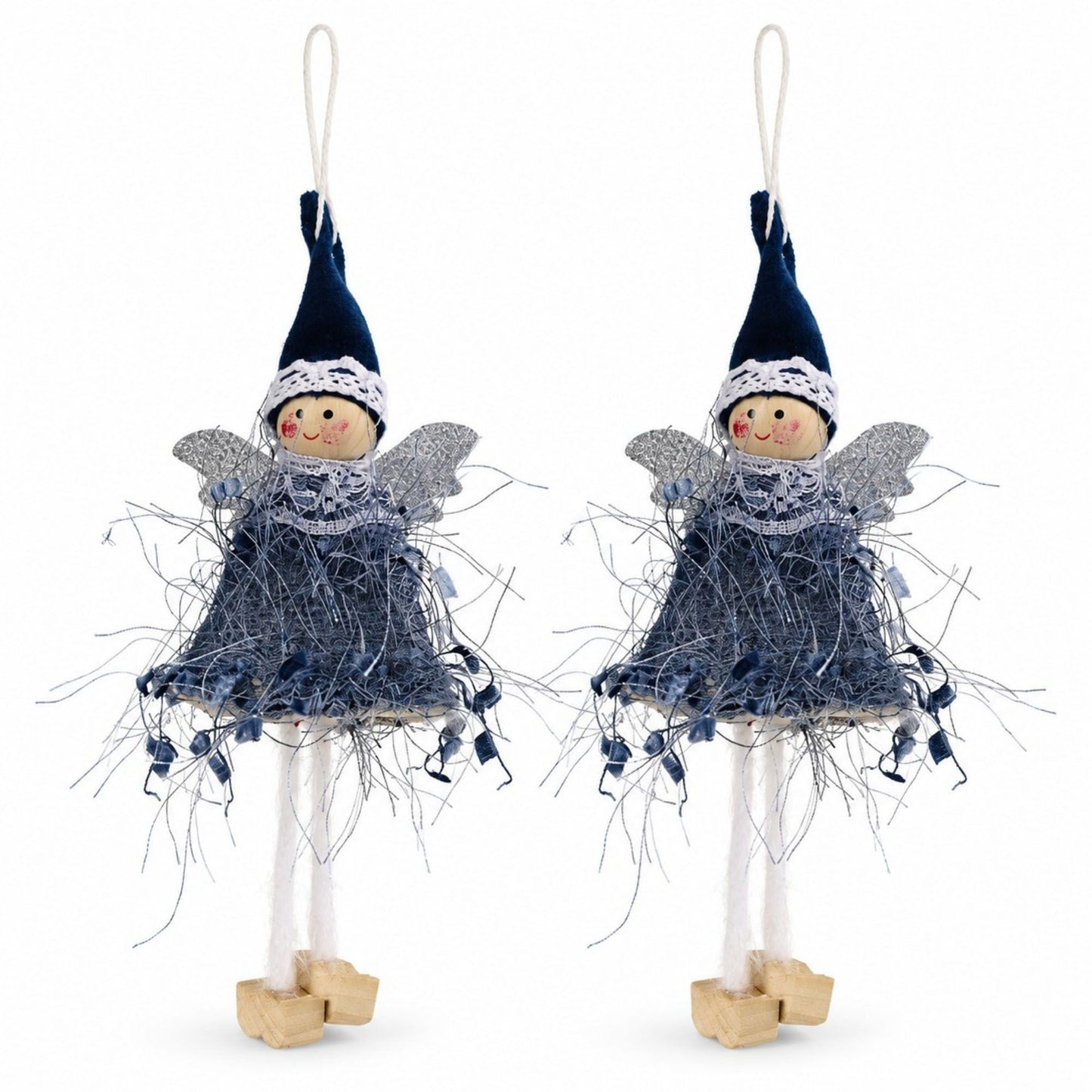 2pk Lace Angel Christmas Tree Ornaments