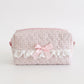 Womens Gingham Quilted Cosmetic Bag with Lace Bow Detail