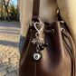 8 Ball Cherry Dice Charm Keychain with Heart Clip Novelty Bag Charm Key Ring Accessory