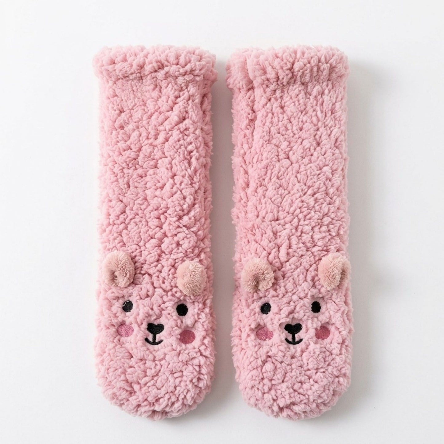 Fuzzy Bear Crew Socks 2 Pair US 5-10.5