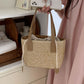 Summer PU Straw Woven Drawstring Handbag with Inner Zipper Pocket