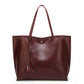 Large Faux Leather Shoulder Tote Bag with Tassel and Magnetic Snap Closure