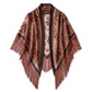 Triangle Shawl Scarf with Floral Jacquard and Fringe Trim