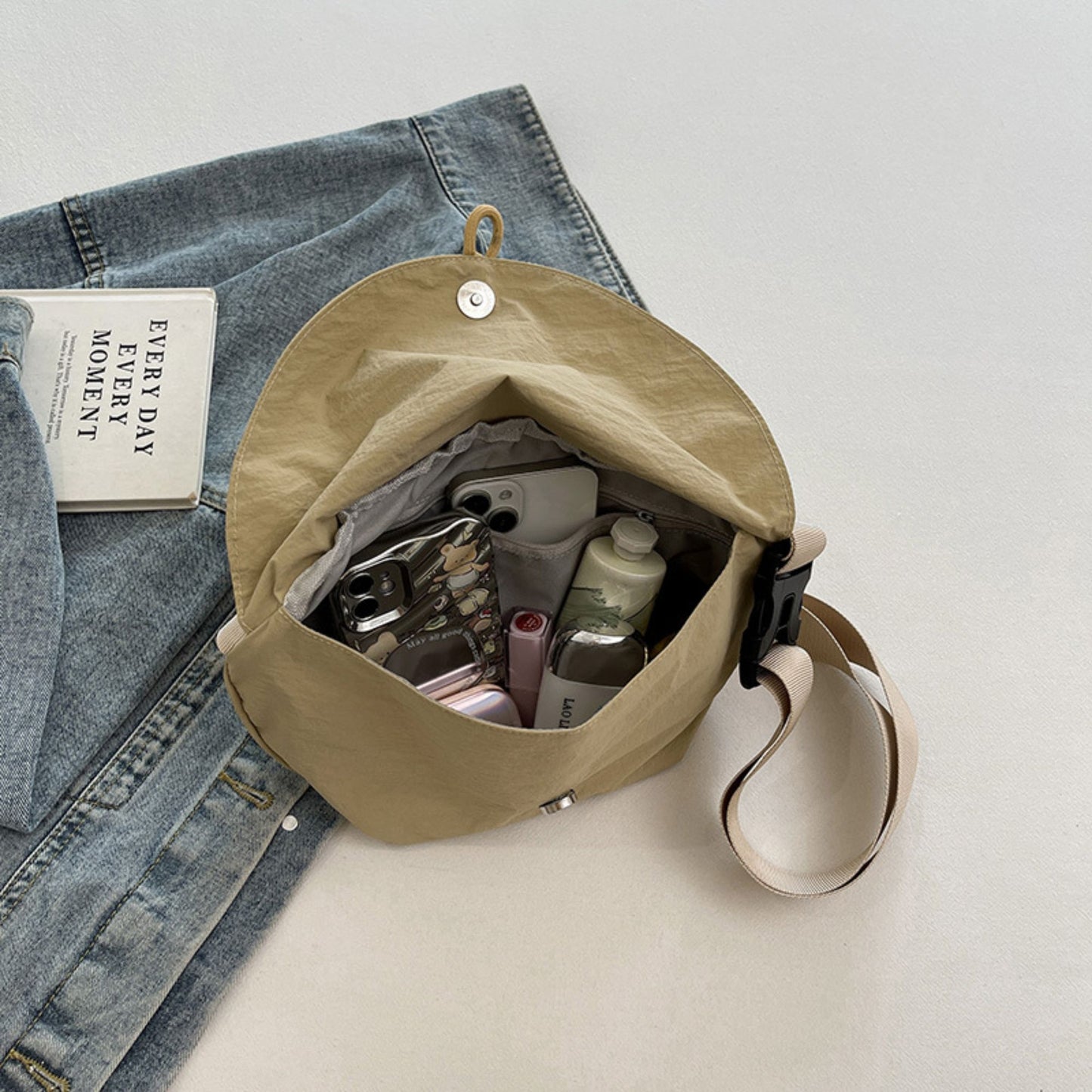 Flap Crossbody Bag with Adjustable Strap and Top Handle