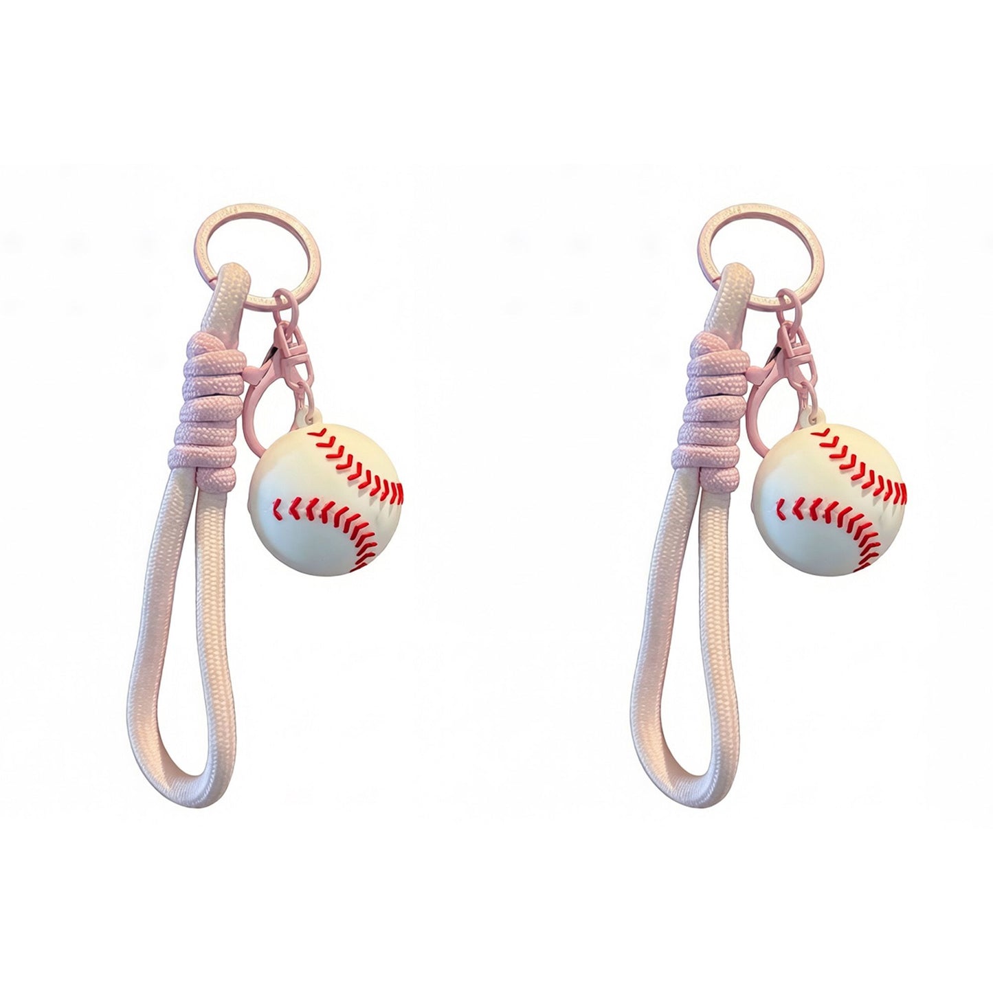 2 Pack Sports Ball Keychains with Wrist Strap and Clip Ring