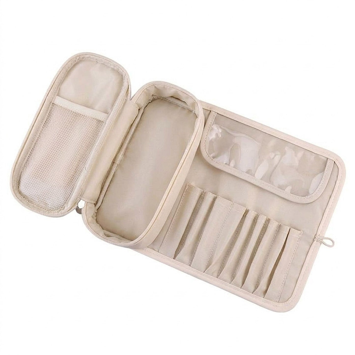 Travel Makeup Brush Organizer with Zippered Pouch