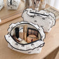 Womens Quilted Bow Print Cosmetic Bag with Ruffle Trim