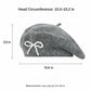 Pearl Bow Embellished Knit Wool Beret