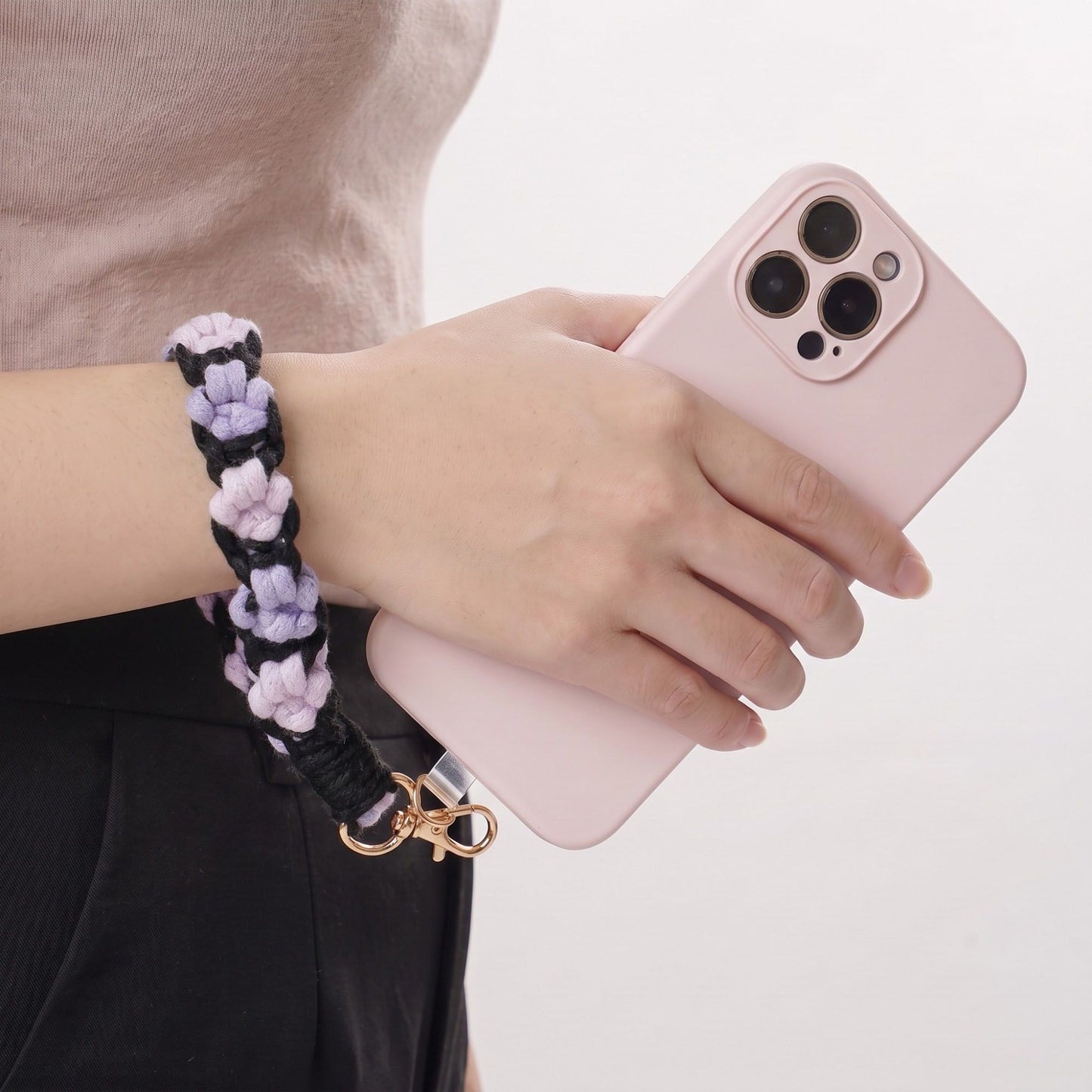 Floral Braided Wrist Strap with Swivel Clasp