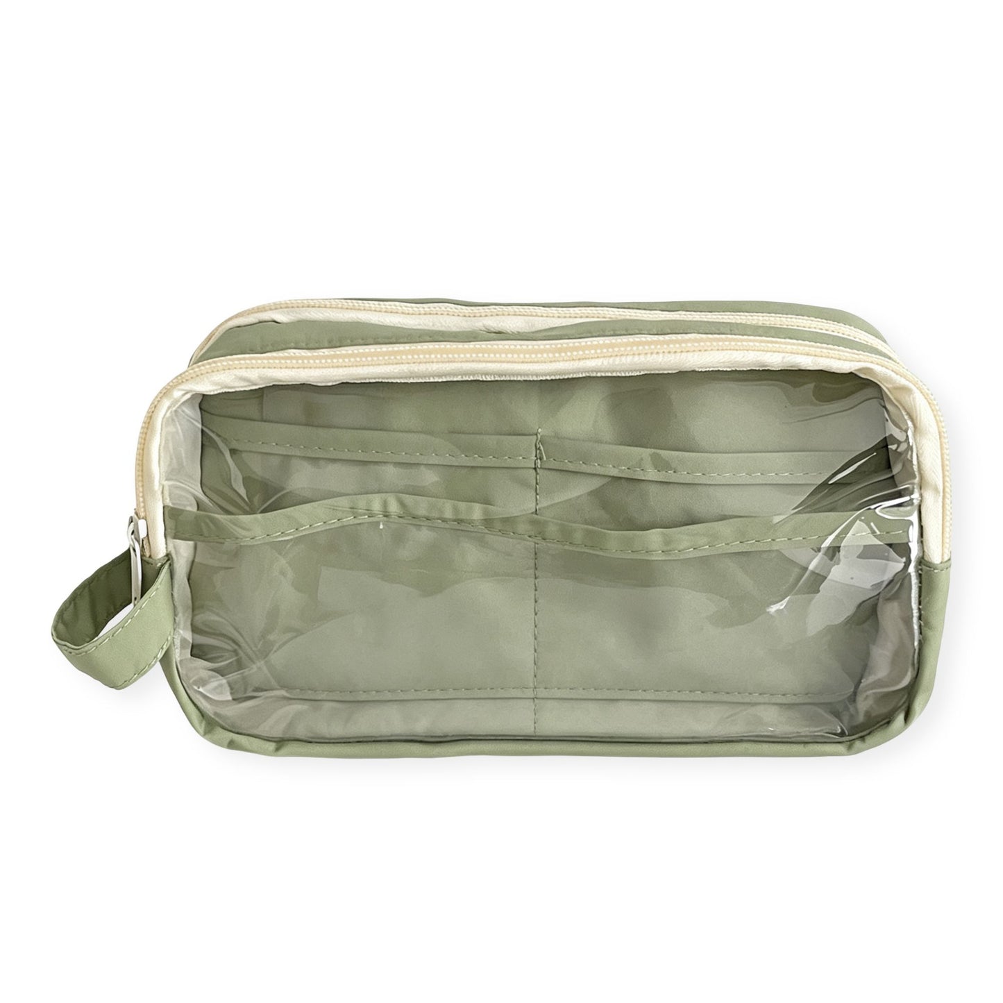 Large Capacity Clear Pencil Case Double Compartment Zipper Pouch with Handle