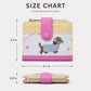 Compact Dachshund Print Bifold Wallet with Zipper Coin Pocket, Card Slots, Snap Closure and Bone Charm