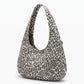 Leopard Print Hobo Tote Bag with Wide Shoulder Strap and Exterior Pocket 12.5x8x0.4in