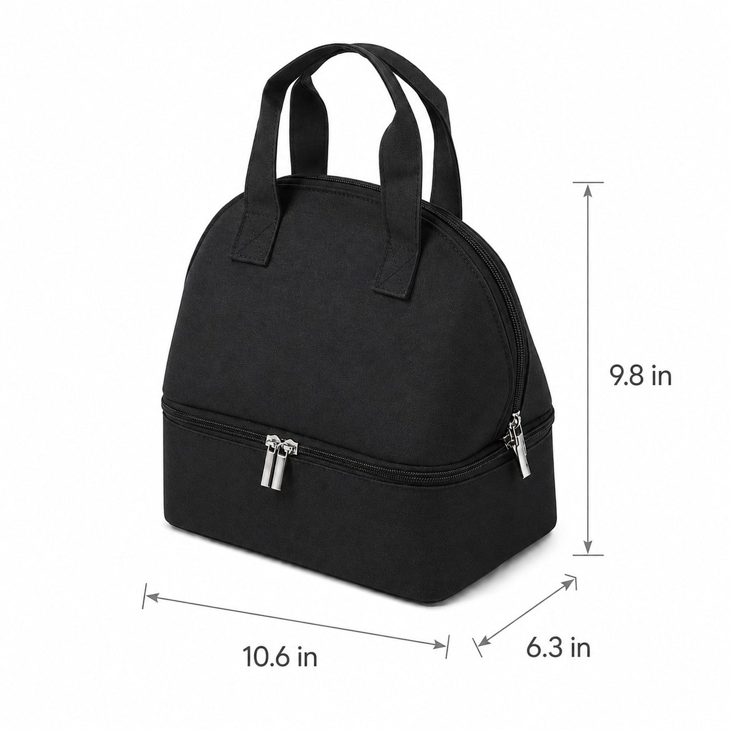 Double Compartment Insulated Lunch Bag with Top Handle and Zipper Closure