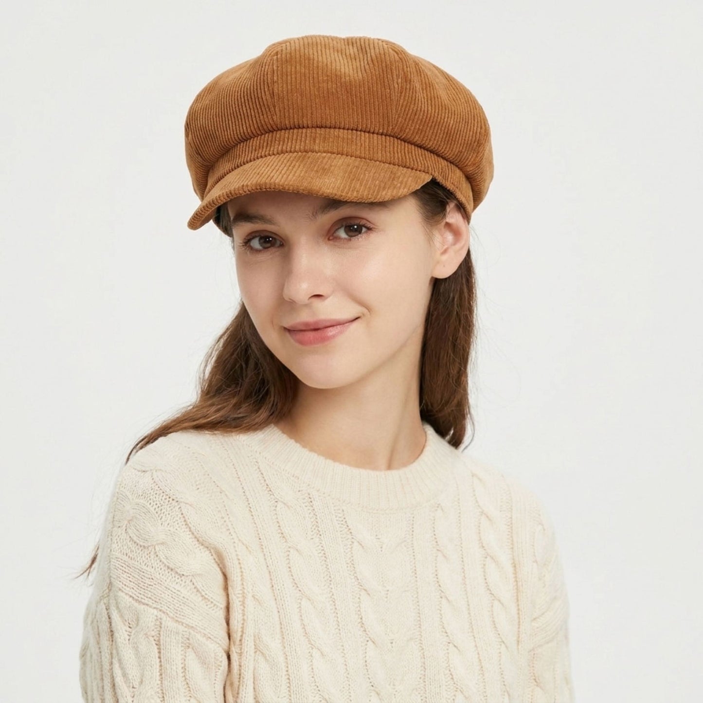 Corduroy Newsboy Cap Vintage Baker Boy Cabbie Hat with Short Brim