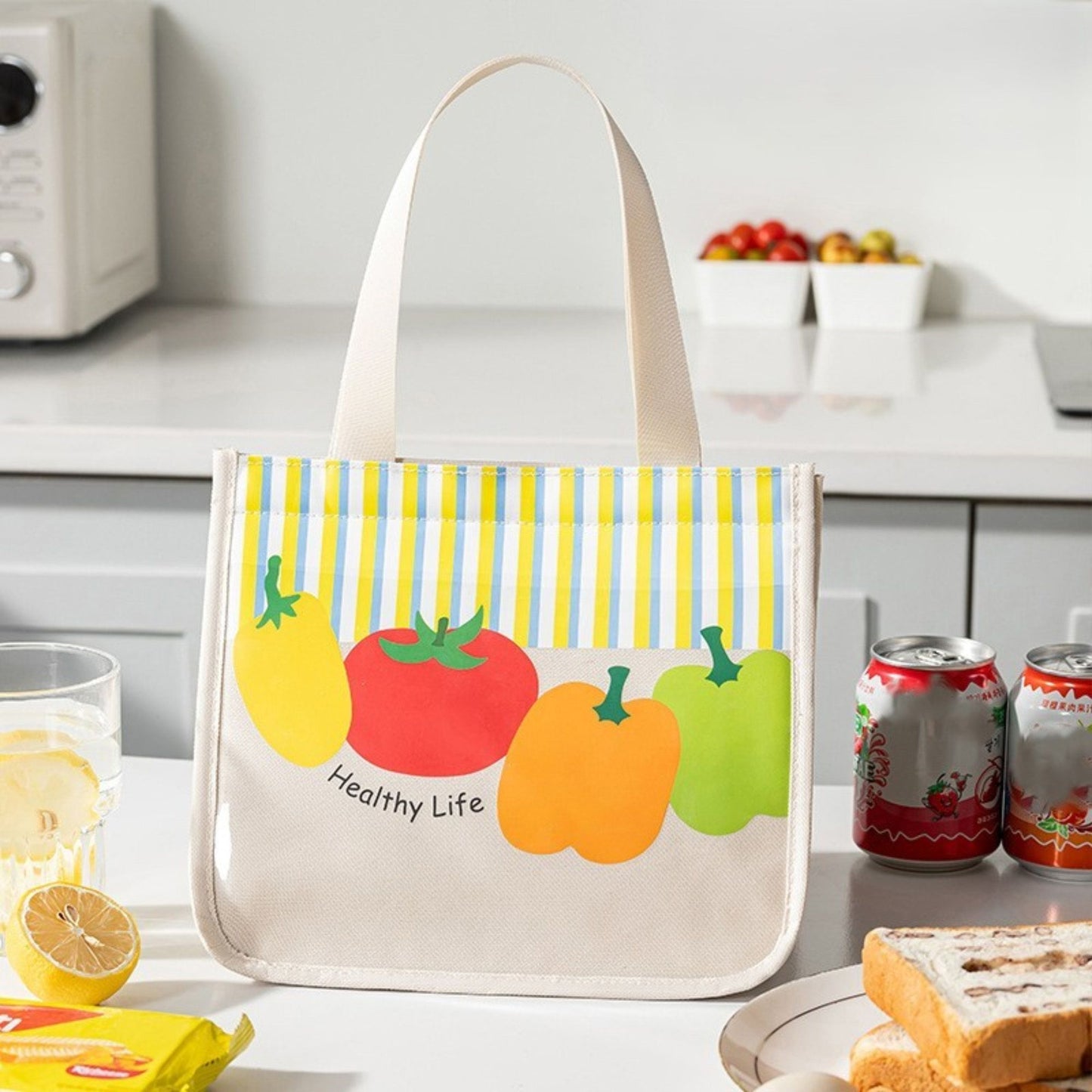 Insulated Lunch Bag with Transparent Front Pocket Portable Lunch Tote for Work School