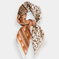 Geometric and Leaf Print Satin Square Scarf with Contrasting Patterns 27x27in