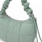 Quilted Crescent Shoulder Bag with Ruched Handle and Detachable Crossbody Strap 10.5x4x6in
