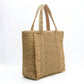 Woven Tote Bag with Fringe Detail and Shoulder Handles