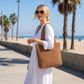 Woven Crochet Tote Bag with Shoulder Straps Lightweight Knit Tote with Zipper Pocket