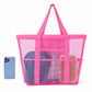 Mesh Beach Tote Bag Large Capacity Travel Shoulder Bag with Exterior Pockets Zipper Top Organizer