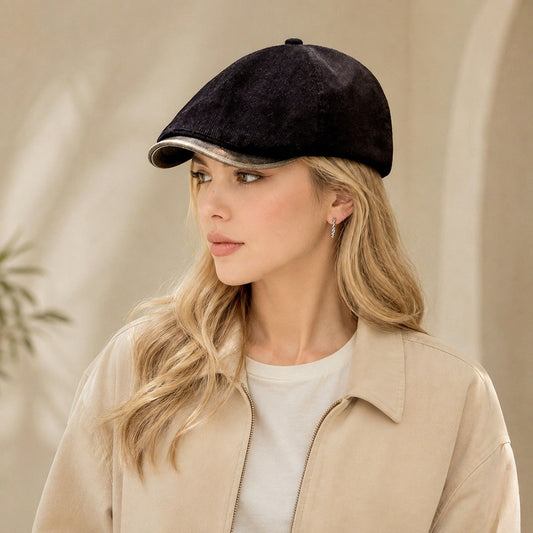 Corduroy Newsboy Cap Adjustable Short Brim Vintage Fall Winter Hat