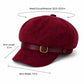 Faux Suede Baker Boy Cap with Buckle Band Vintage Newsboy Style Hat