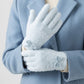 Soft Fuzzy Winter Gloves with Knit Bow Detail