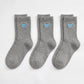 3-Pair Bow Embroidered Crew Socks Set, Ribbed Knit Casual Hosiery