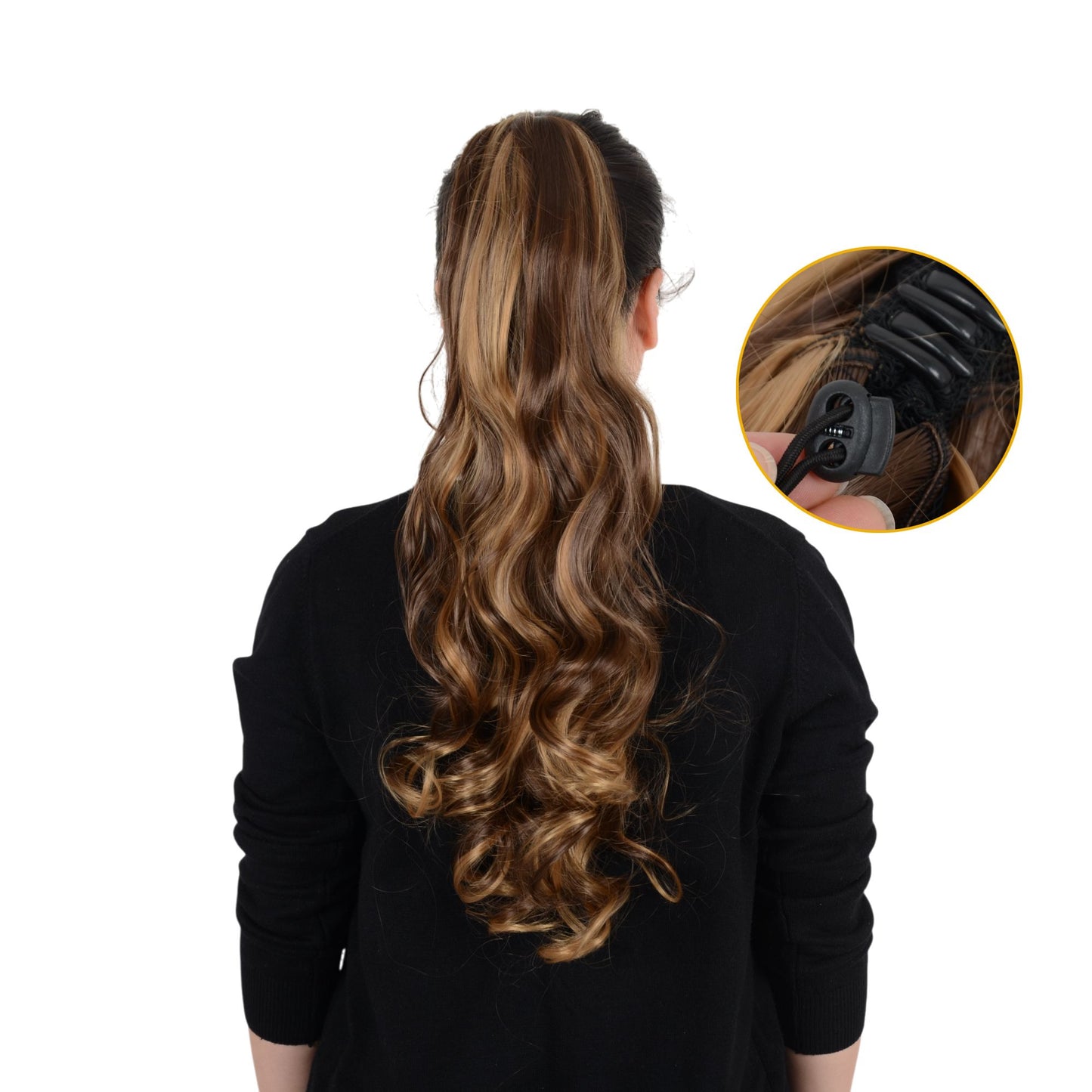 Claw Clip Ponytail Extensions for Women 23 Inch Long Wavy Fluffy Synthetic Ponytail Hairpiece