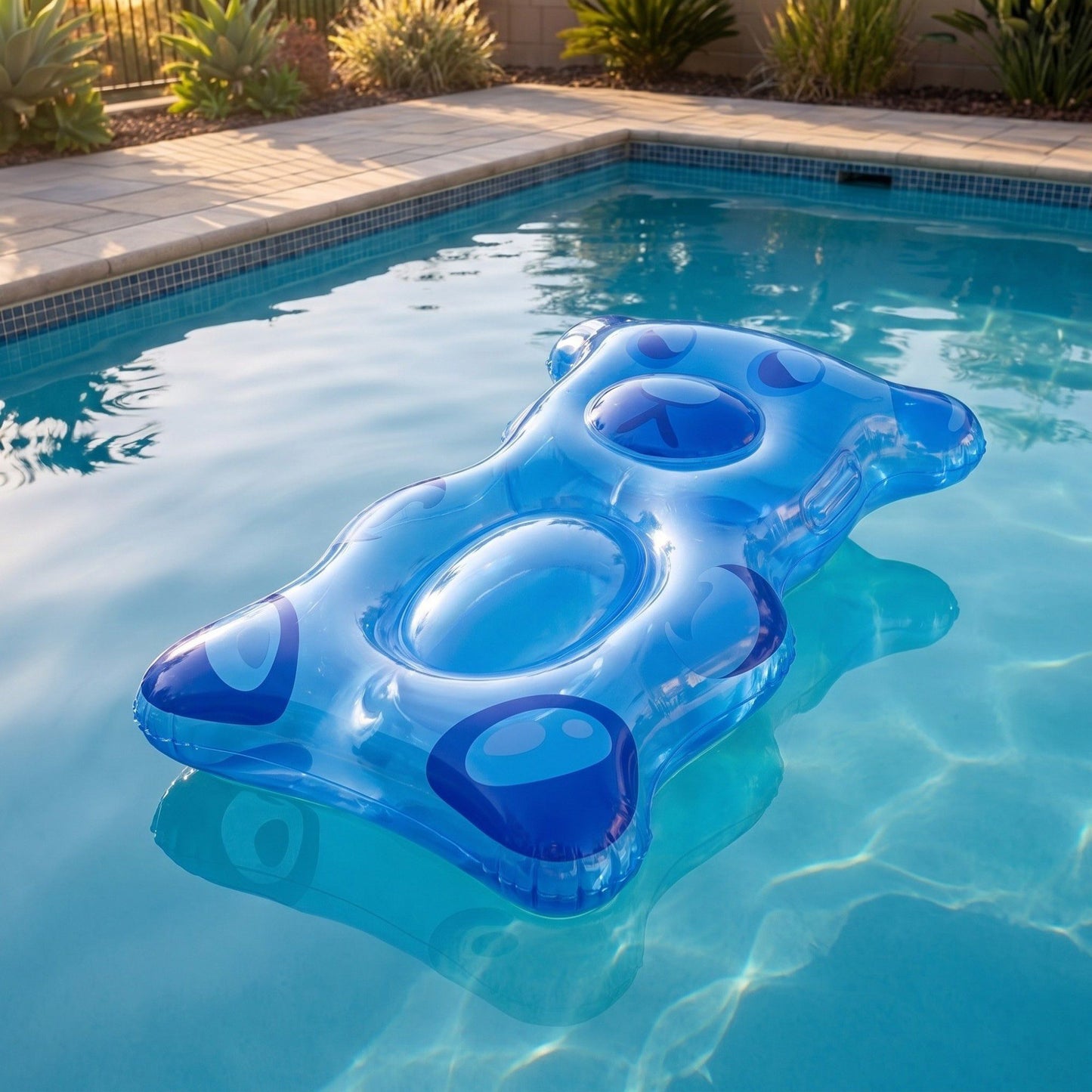 Inflatable Pool Float Lounger with Cup Holder Ergonomic Design Durable PVC Water Float for Pool Beach 35.4x22.8in