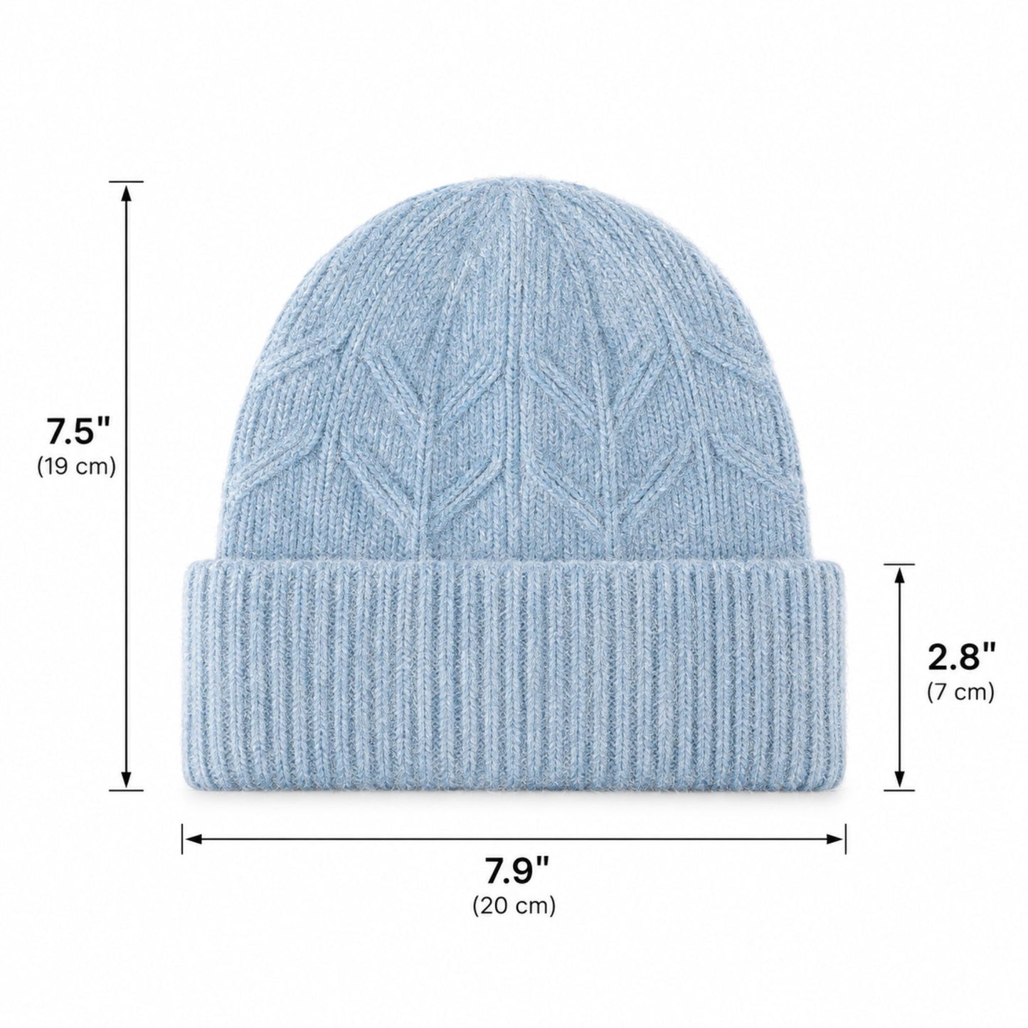 Fuzzy Knit Beanie Hat with Ribbed Cuff