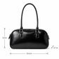 East West Faux Leather Bowler Shoulder Bag with Double Handles and Zip Closure