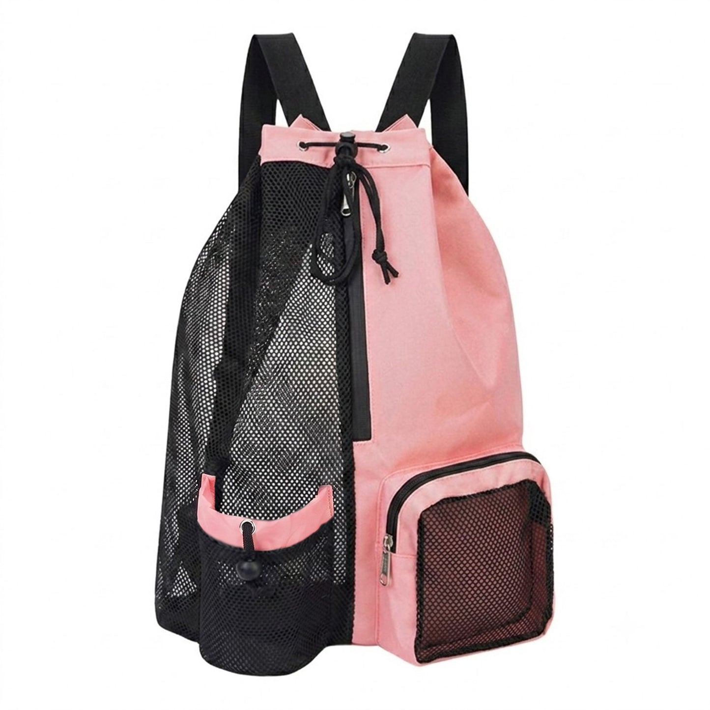Mesh Swim Backpack with Drawstring Closure and Side Pockets