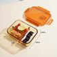Divided Food Storage Container with Snap Lid and Sauce Compartment