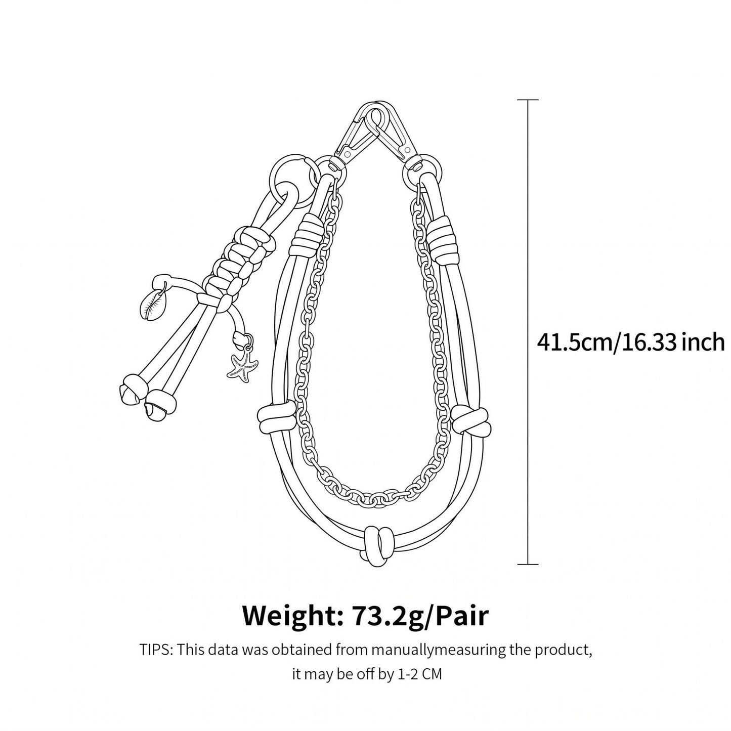 Layered Cord Chain Belt Loop Bag Charm
