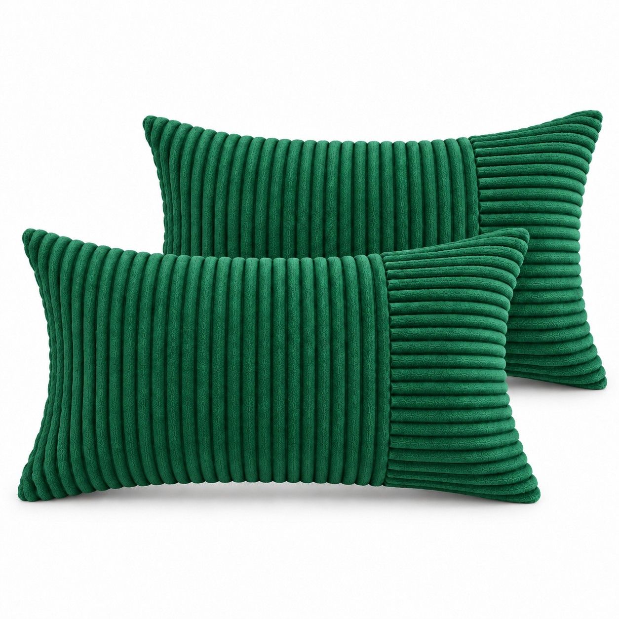 2 Pack Soft Corduroy Throw Pillow Covers 18 x 18 Inch and 12 x 20 Inch