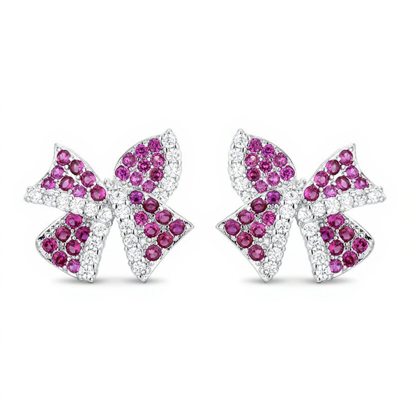 Women's Bow Knot Stud Earrings with Crystal Rhinestone Embellishments